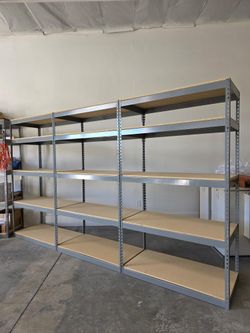 5 Tier Shelving 48 in W x 24 in D American Made Used Heavy Duty Steel Boltless Storage Racks Delivery Available