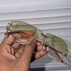 Brand New Real Green Diamond Cut Cartiers Glasses 