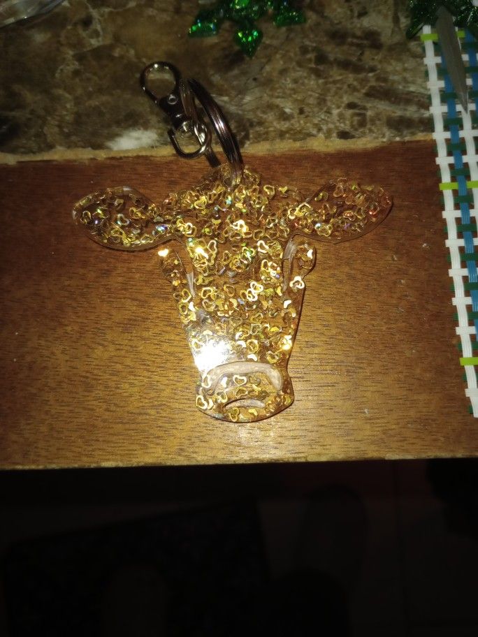 Hand Crafted Resin Cow Key Chain