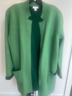 J.Jill Green Open-Front Knit Cardigan