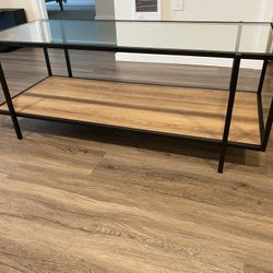 Modern Glass & Metal Display Table – Excellent Condition – $100