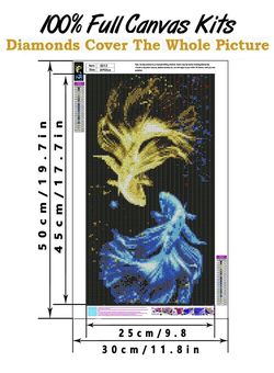 DIY 5d Diamond Painting Kits for Adults,Round Full-Drilled Guppy Cross Stitch, Beginners Paint by Numbers Diamond Dots Arts Craft Home Decor 11.8x19.