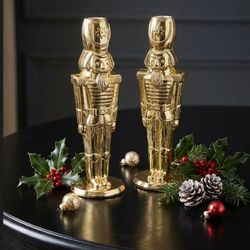 Nutcracker Brass Decorative 8" Candle Holders The Bombay Company/ Godinger Nice!  