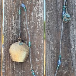 Handmade Beaded Strand & Bell 3ft Hanging Art Boho Door Window Decor Wind Chime 