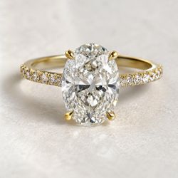 4.00 CT Oval Lab-Grown Diamond Engagement Ring 14K Yellow Gold  