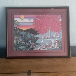 Vintage Print ‘Pink Tree Sunset’ By Rita Genet