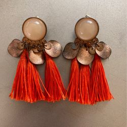 Orange Tassel Earrings