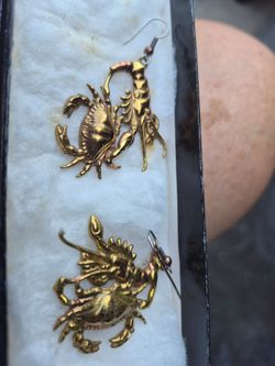Earrings pierced shrimp and a crab
