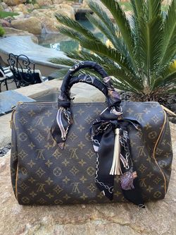 Authentic Louis Vuitton Speedy 35 Bag W/ S custom Scarf 