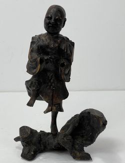 Antique Wooden Hand Carved Warrior Samurai 9”