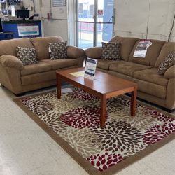 Adobe Camel Sofa And Loveseat 