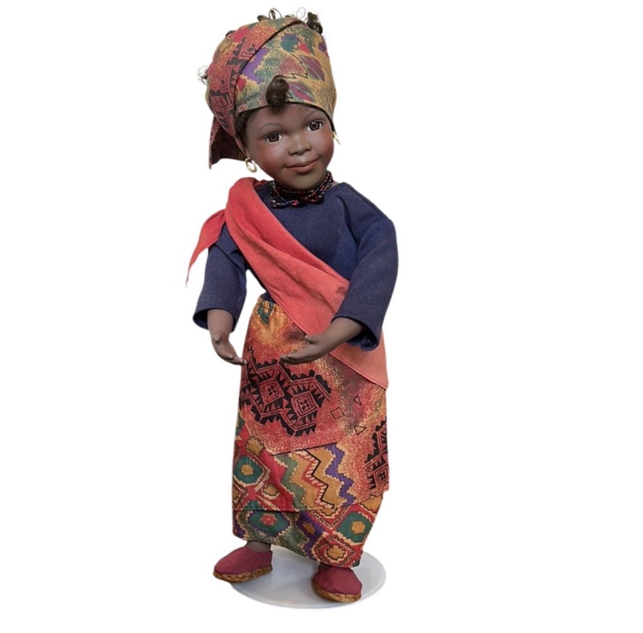 Vintage NALO African Porcelain Doll. By Marlena Nielsen. Authentic Danbury Mint.