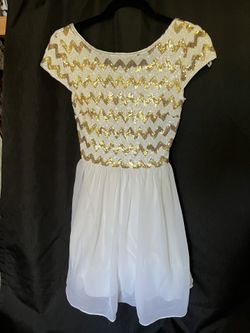 Flowy White And Gold Dress