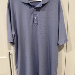 Turtleson Men's XL Blue and White Striped Performance Golf/Polo Shirt