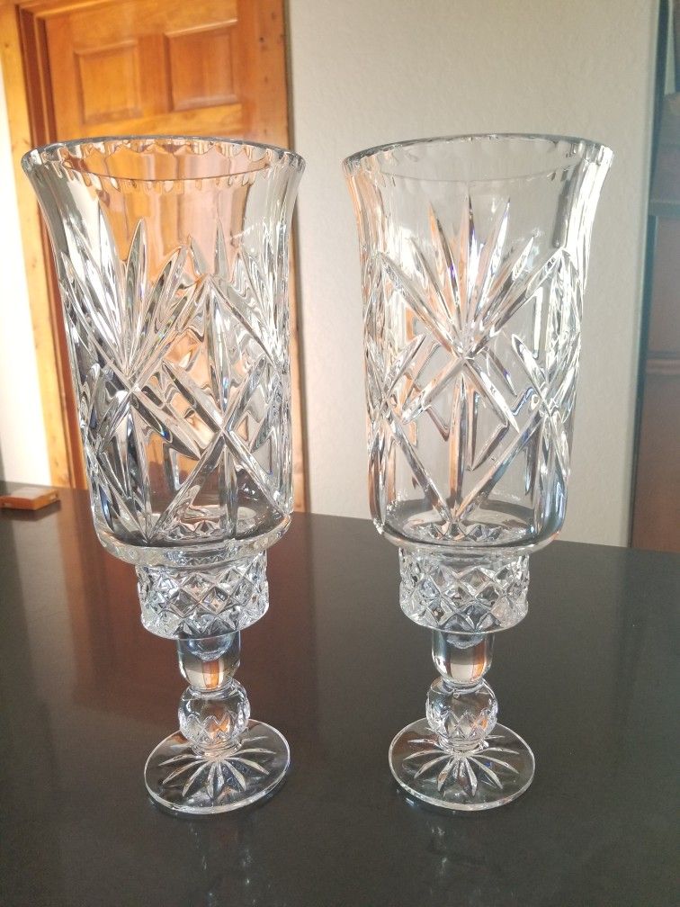 Czechoslovakia crystal hurricane candle holder