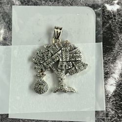 10k Money tree diamond Pendant 