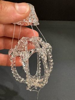 Vintage UNIQUE Spun Glass Clear Woven Acrylic Hot Air Balloon Ornament - 3.5"