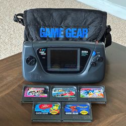 Sega Game Gear Console With 5 Games And Carrying Case (Tested and Works)