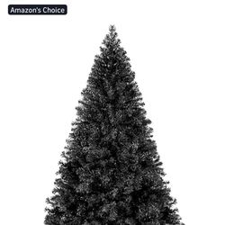 7.5 Ft Artificial Full Black Christmas/Halloween Tree