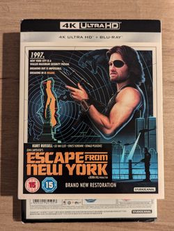Escape From New York 4K UHD + BluRay Sealed New w/ Limited Edition OOP SlipCover Kurt Russel
