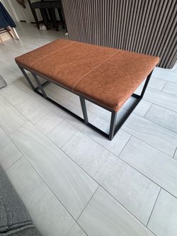 Brown Leather Ottoman