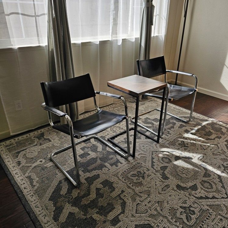 Vintage Leather Mid Century Accent Chairs