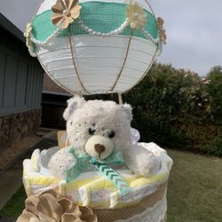 Hot air balloon diaper cake made new
