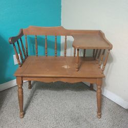 1980's Vintage Ethan Allen Maple Nutmeg Heirloom Telephone Gossip Bench Desk Chair Table VINTAGE PHONE TABLE/ GOSSIP TABLE/ANTIQUE/VINTAGE SIDE TABLE 