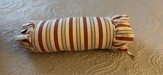 Striped Bolster Pillow with Ruffled Ends