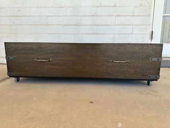 Extra Large Dark Walnut Front Industrial Farmhouse Under Bed Storage Box Tray Casters Wheels Reinforced Pulls