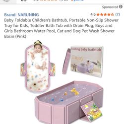 Pink Portable Compact Baby Bathtube New
