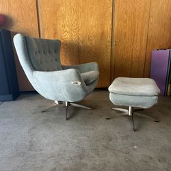 Pottery Barn Swivel Chair With Foot Stool