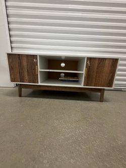 White table/Entertainment Center Base w Cabinets