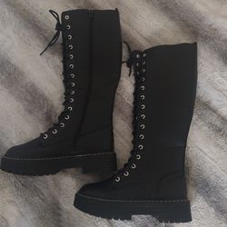 Black Long-Tall Lace Boots 