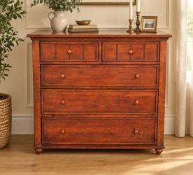 Solid mahogany, wood 4-drawer dresser, excellent condition measurements: 37W by 20 deep by 36H.