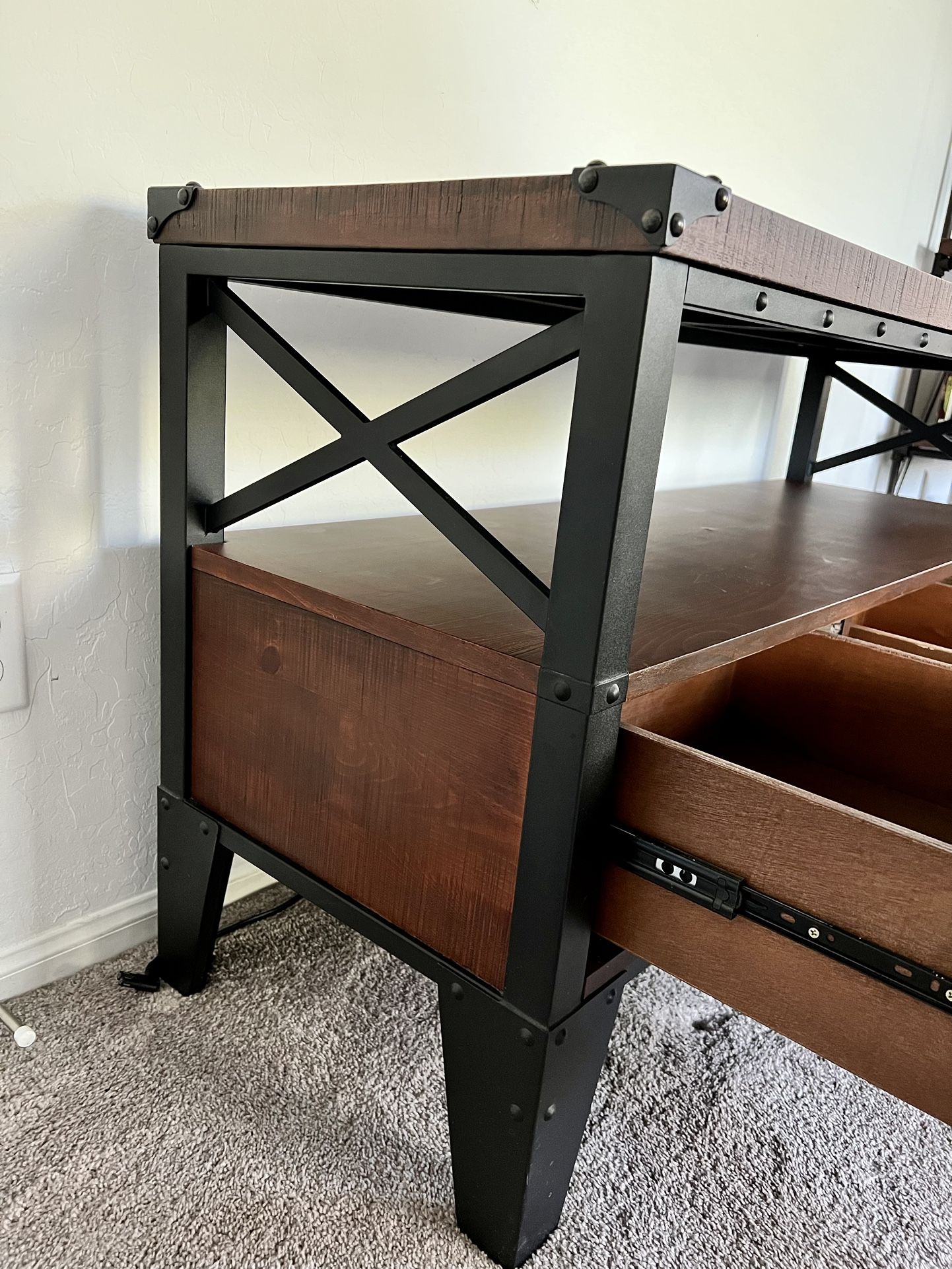 Solid Wood And Iron TV Stand With 3 Drawers for Sale in Las Vegas, NV