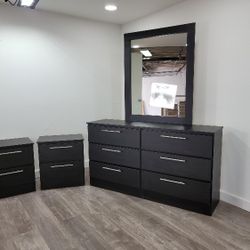 Cómoda Con Espejo Y 2 Mesas De Noche 