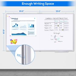 Large Whiteboard for Wall 72"X48", White Board Dry Erase 6' x 4' Magnetic Whiteboard Foldable Wall-Mounted Aluminum Frame Marker Board with a Long Pen