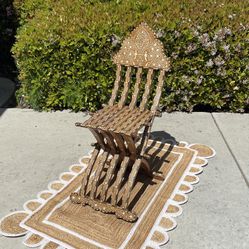 Antique Syrian Folding Chair Bone Inlay