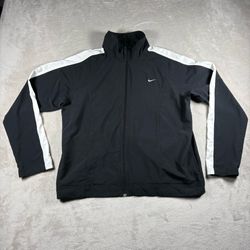 Vintage Nike Track Jacket Women’s Size Large Black Full Zip Y2K #2A