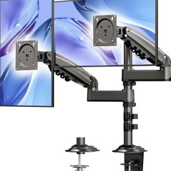 HUANUO 17-32 Inch Dual Monitor Stand, Gas Spring Dual Monitor Mount, Monitor Stand 2 Monitors, Ergonomic Adjustable Tilt/Swivel/Rotate, Weight Max 19.