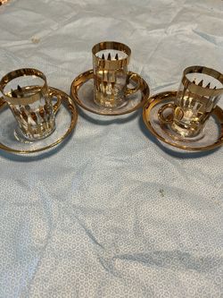 Set of 12 Chi cups Bohemia Crystal made in Czechoslovakia