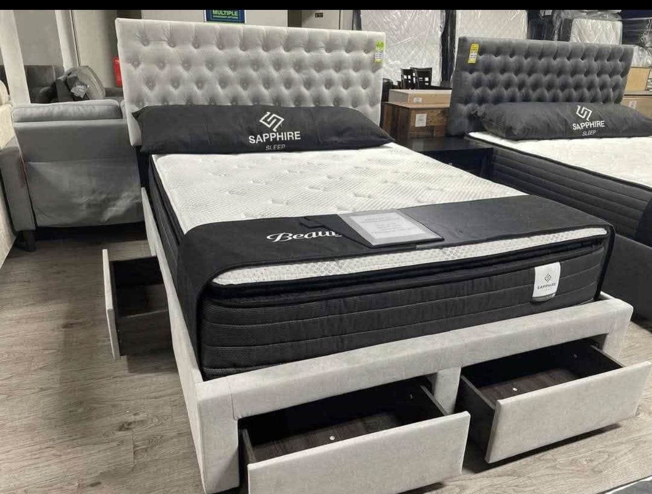 Brand New Queen Bed with Drawers and Mattress / Cama Queen con Gavetas y Colchón … Fast 🚚