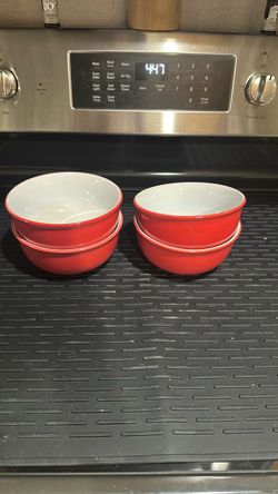 Red Ceramic Serving Bowls - Set of 4