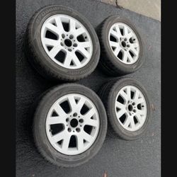 4 —- 225/50r16 5x120 5x4.72 Stock Bmw 328 330 Wheels Rims Tires!!!!!!