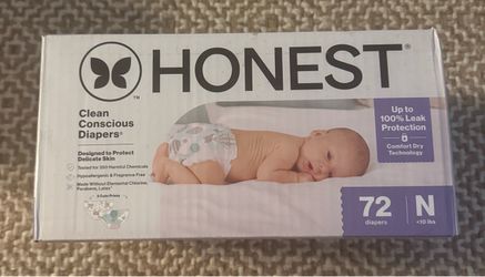 New The Honest Company Clean Conscious Diapers Size N (<10 lbs) 72 count