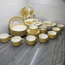 Vintage 42 pc McCoy Mount Pottery Floral Dish Set