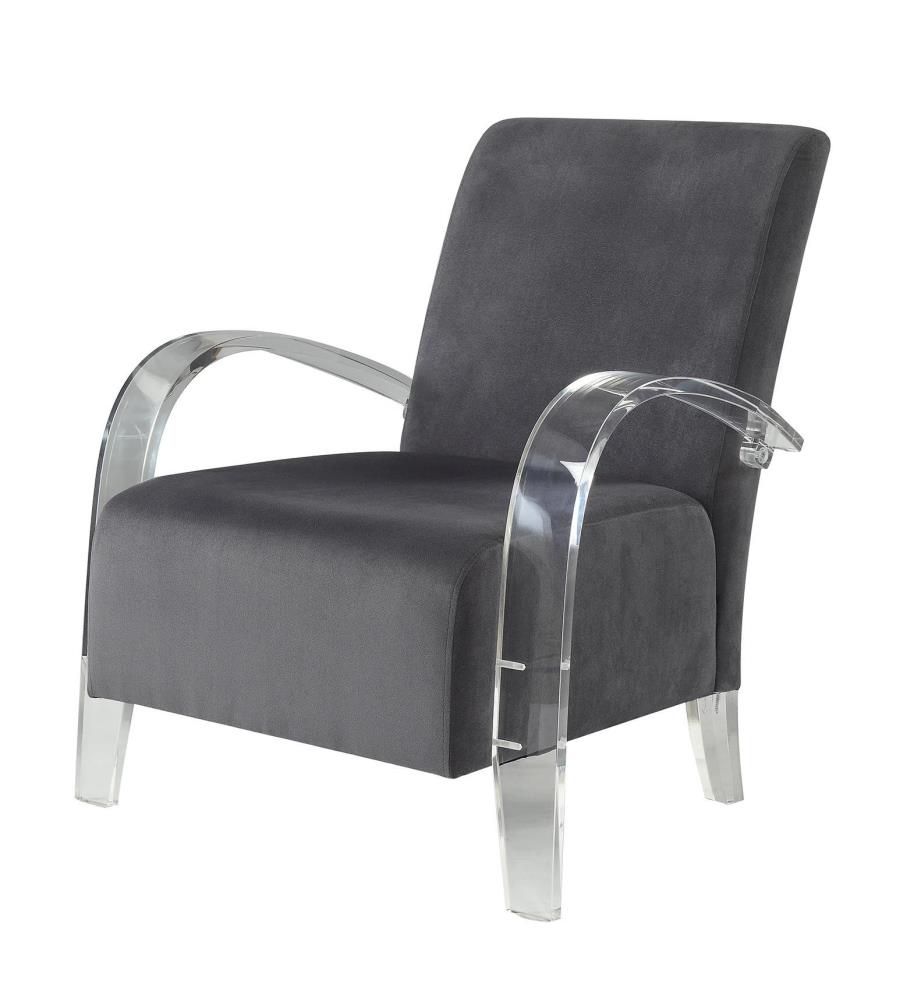 Charcoal and Clear Acrylic Accent Chair