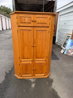 Oak Corner Armoire Cabinet