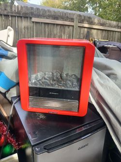 Dimplex Red mini Electric Fireplace cube will plug it in to show you it works